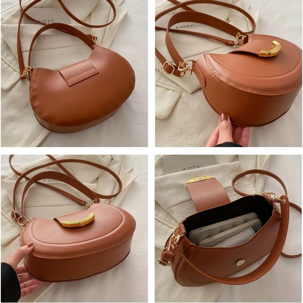Trendy Umhängetasche PU Leder Unterarmtasche Täglich Casual Pendlertasche Handtasche Solide Messenger Bag