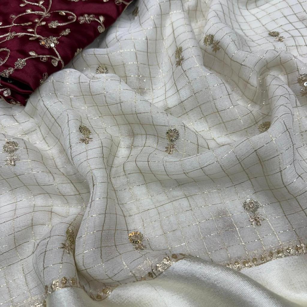Grand Launch Party Wear Viscose Saree - Velvet Shine Sequin Edition