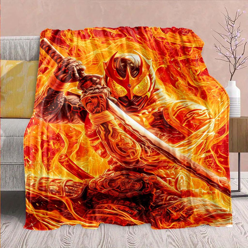 Kamen Rider Anime Flannel Blanket – Soft, Warm, Perfect for Sofas, Bedding, Camping, Travel, Office, and Home Decor – QJY