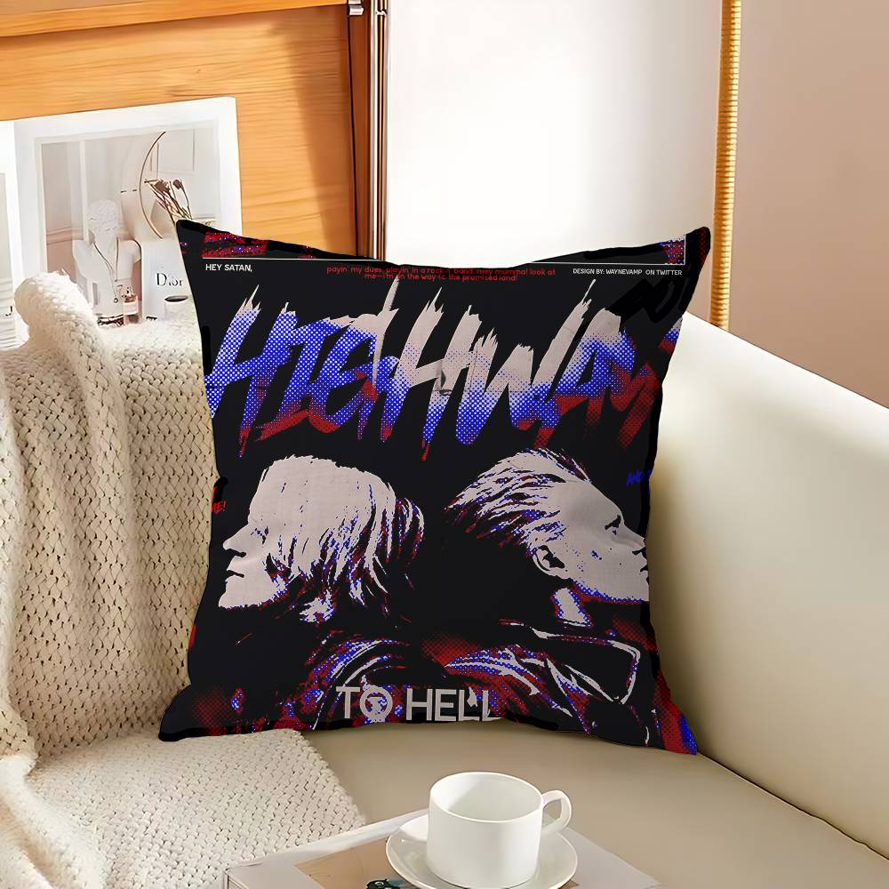 Classic D-Devil M-May C-Cry Action Game Pillow Covers Cartoon Sofa Decorative Home Double-sided Printing Short Plush Cute