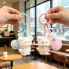 New Mini Plush Cute Flocking Cat Keychain Cartoon Pendant Dopamine Phone Accessories DIY Bag Charm Keychain Fashion Toy Pendant