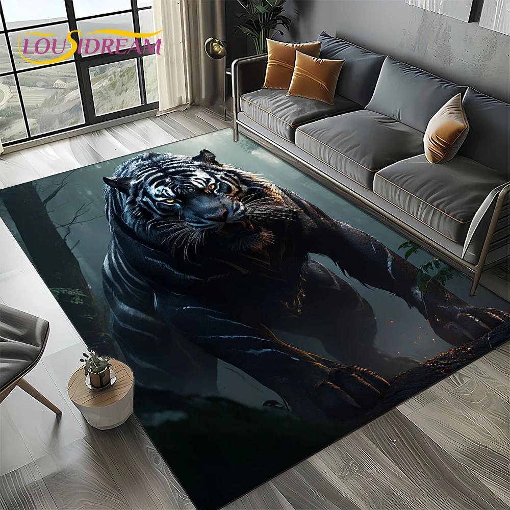 27 Style New Fierce Tiger Lion Leopard Beast Animal Wildlife Cartoon Carpet Rug for Living Room Bedroom Sofa,Non-slip Floor Mat