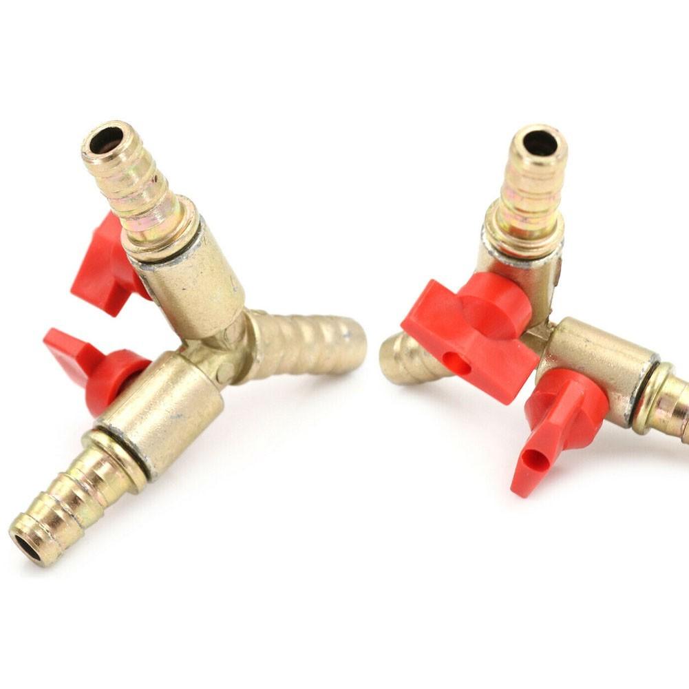 5/16" Brass Y 3-Way Shut Off Ball Valve 8mm Fitting Hose Barb Fuel Gas Clamp Tee
