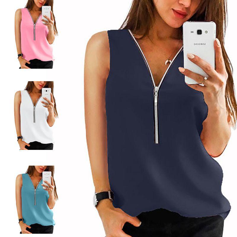 Fashion Women Summer Vest Top Featuring Stylish Sleeveless Design And Comfortable Chiffon Fabric