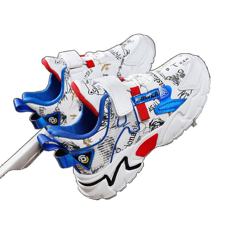 Beliebte Jungen Sportschuhe Schulkinder kleine weiße Schuhe 2025 neu Mittelschulkinder Freizeit Papa Schüler