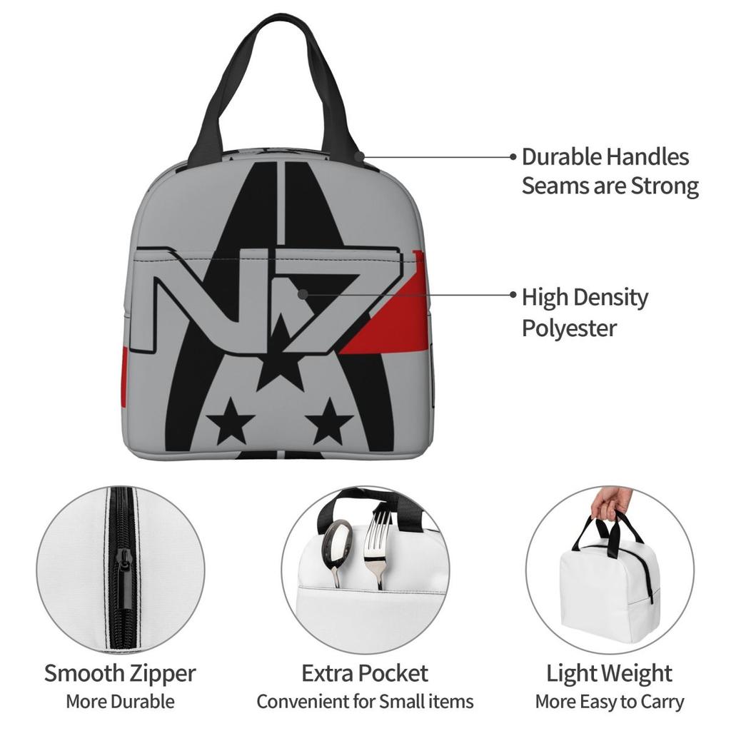 Mass Effect N7 Alliance Insulated Lunch Bag for Kids School Cooler Thermal Food Box Tote Leakproof Lunch Boxes Container