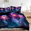 3pcs Colorful Jellyfish Bedding Set - Includes One Quilt Cover and Two Pillowcases (No Core) - Anime Cartoon Design for Bedroom Decorations.