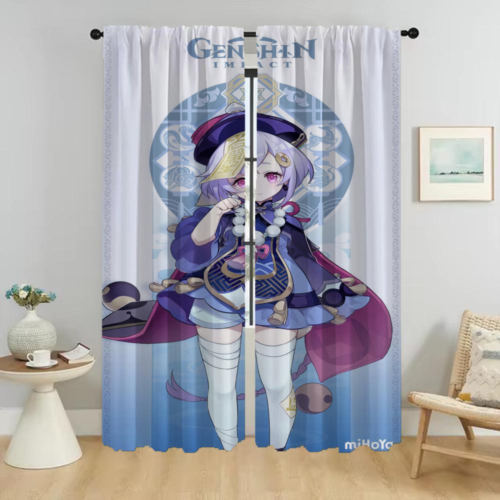 

Anti-mosquito Curtains for Living Room Genshin Impact Shades Partition Window Curtain Tulle for Bedroom Halloween Decoration W50xH70cmx2pcs-CL