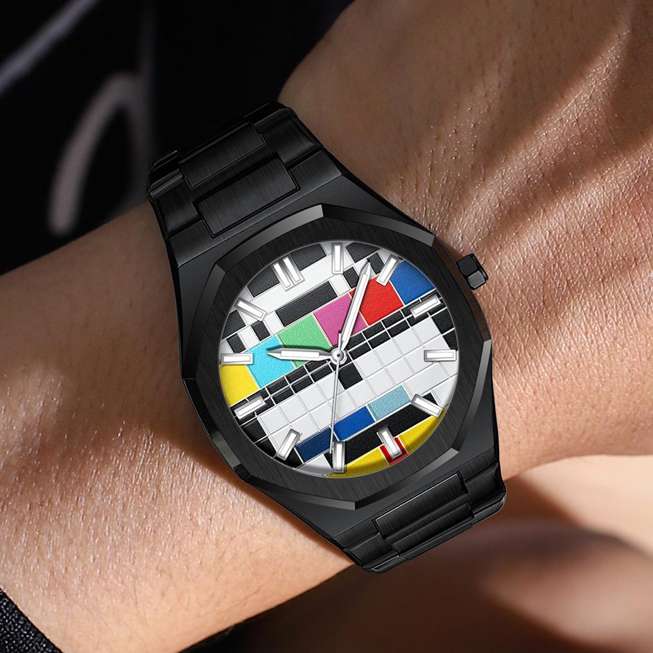 New Fashion Luxury Watches For Man Creative Dial Unique Design Luminous Steel Strap Waterproof Quartz Watch Gift reloj hombre