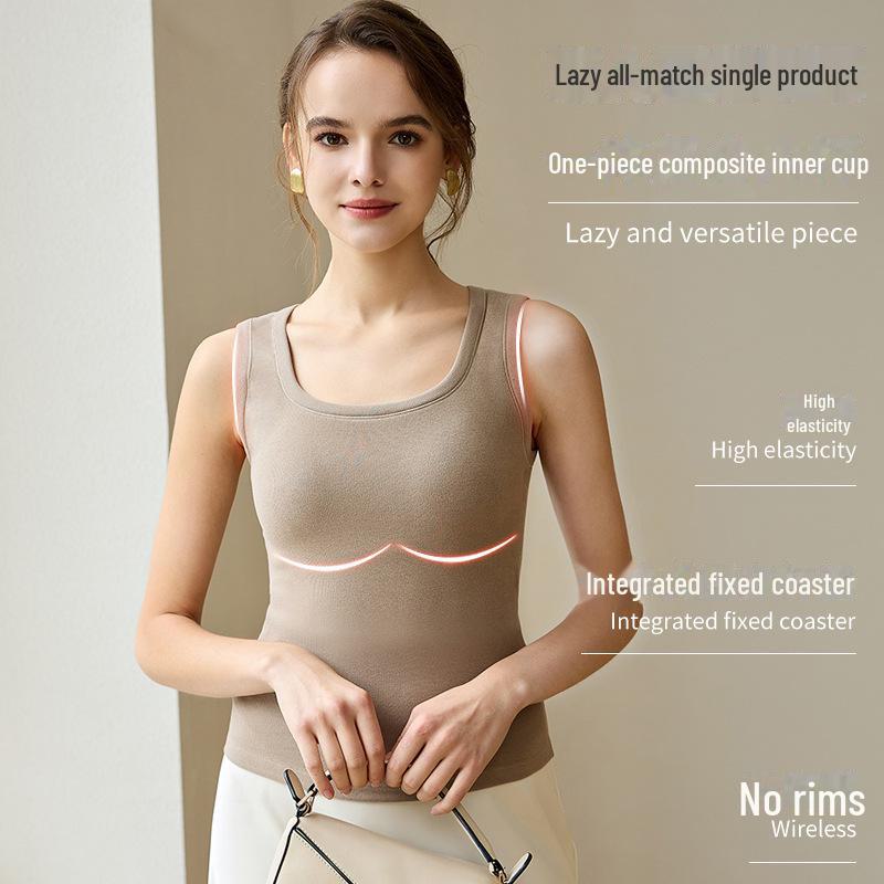 Women's Autumn/Winter Velvet Striped Vest with Chest Pad – Silk Protein, Warm, Versatile for Layering.