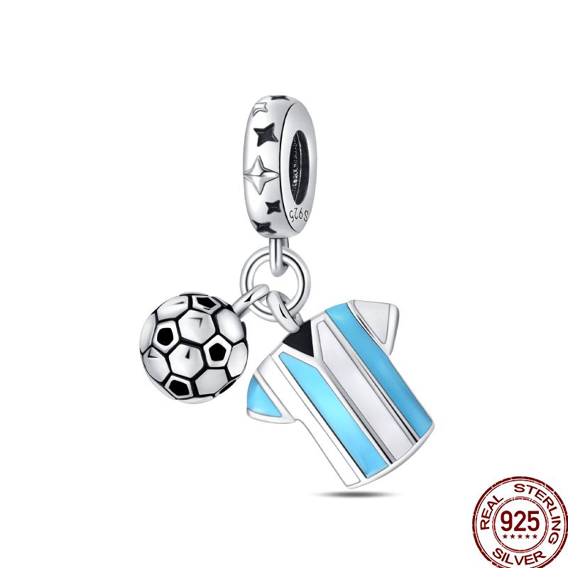 American Sports Series Copper Badminton Baseball Football Pendant Beads Suitable For 3Mm Original Bracelet Diy