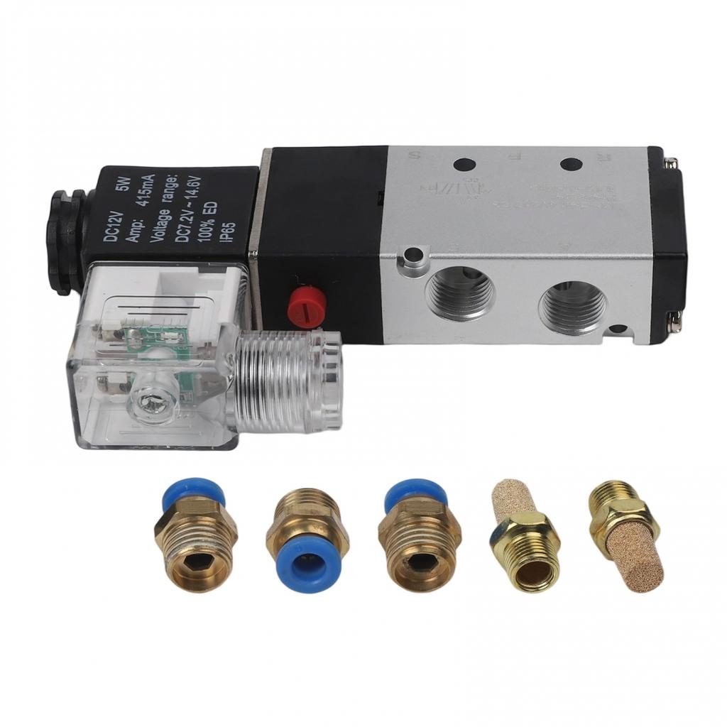 Průměr konektoru 1/4 palce DC 12V Ventil Pneumatický ventil Elektromagnetický ventil