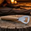 Beer Bottle Opener, Stainless Steel Cap Remover with Beech Wood Handle, Heavy Duty Opener for Kitchen Bar Camping Outdoor