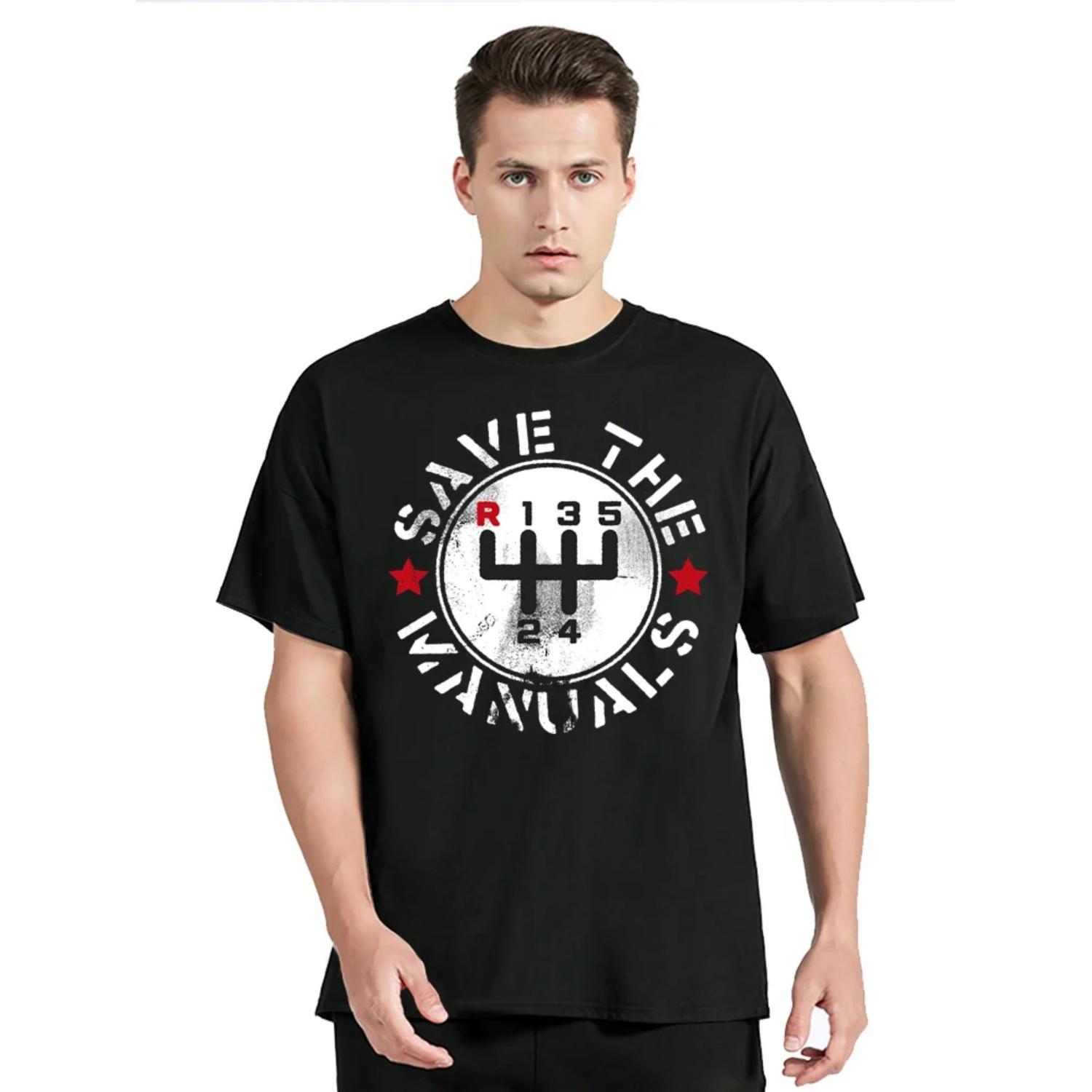 

Mens T Shirts Funny Save The Manual Transmission Car Tops Men T-Shirt Cotton Crew Neck Koi Pickle Tees Labor Day XXXXXL чорний