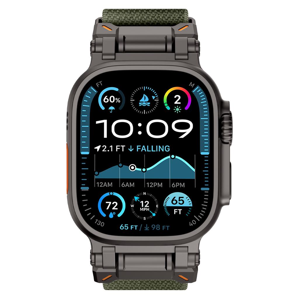 Sports Nylon Strap for Apple Watch Ultra 2 49mm 45mm 46mm 44mm Luxury Metal Bracelet For IWatch Series 10 9 8 7 SE 6 5 Soft Band