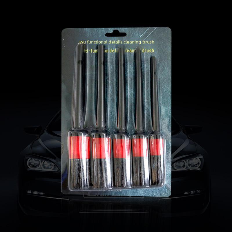 Car Detailing Brush Set: Grille, Air Vent, Wheel Rim, Engine Gap - 5-Piece Kit for Auto Cleaning.