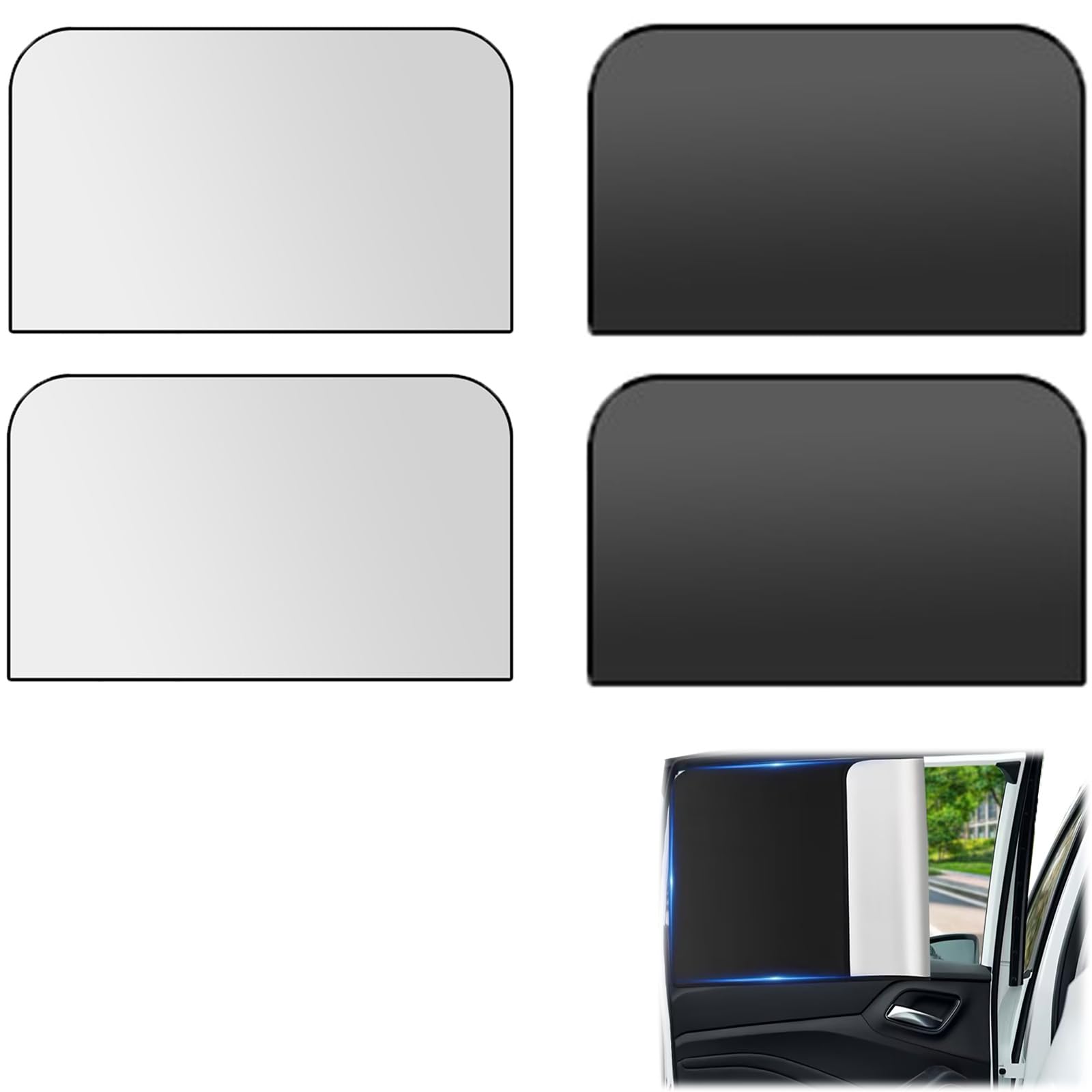 

2 Pieces Fully Blackout Fully Blackout Curtain, Magnetic Curtain, Car Window Sunshade, UV Protection, чорний