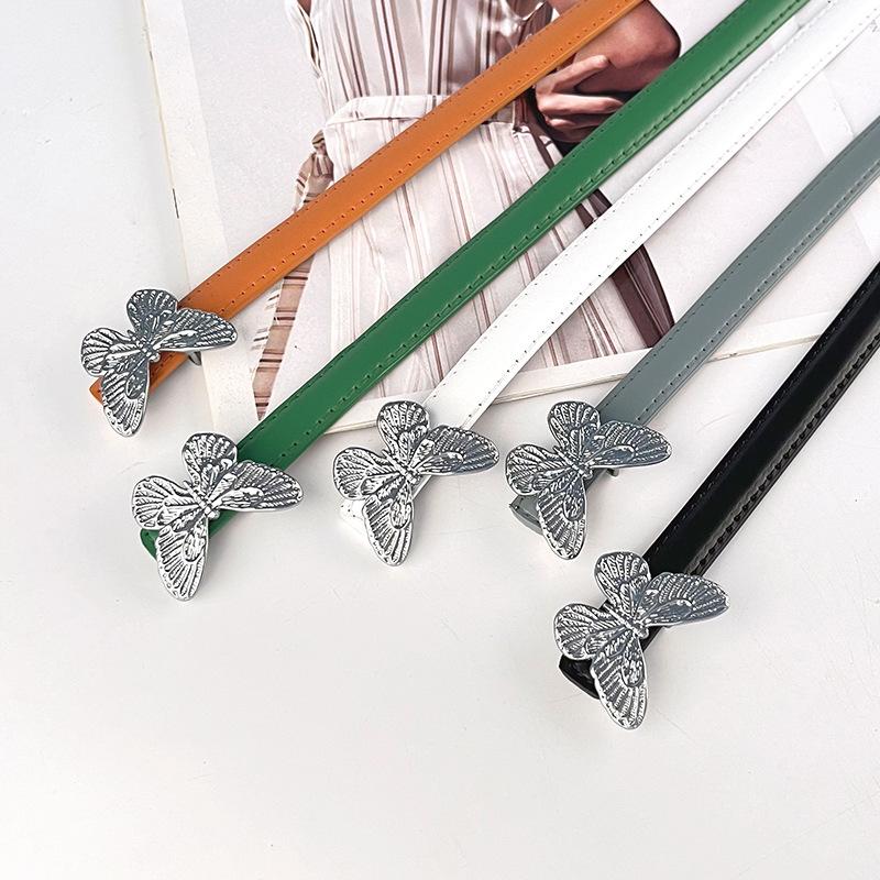 Fine Leather Women'S Belt With Casual Pants, Short Skirt, Jeans Belt, Butterfly Belt.