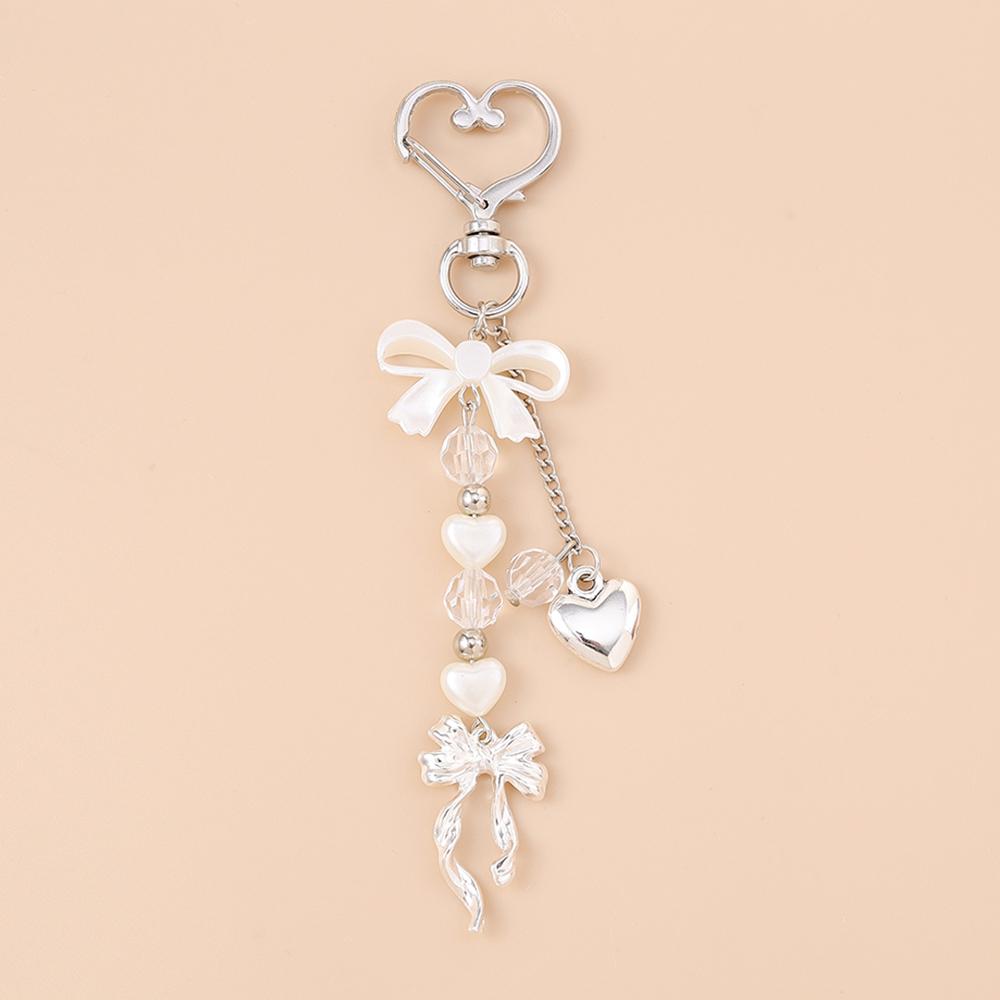 

Милый брелок с бантиком и сердечком, брелок с искусственным жемчугом, подвески для женской сумки, DIY ручная работа, подарки