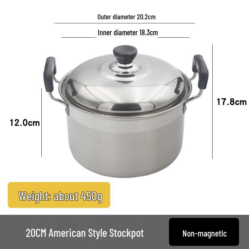 American Style Tall Stainless Steel Thickened Soup Pot, Large Capacity Stew Pot for Home