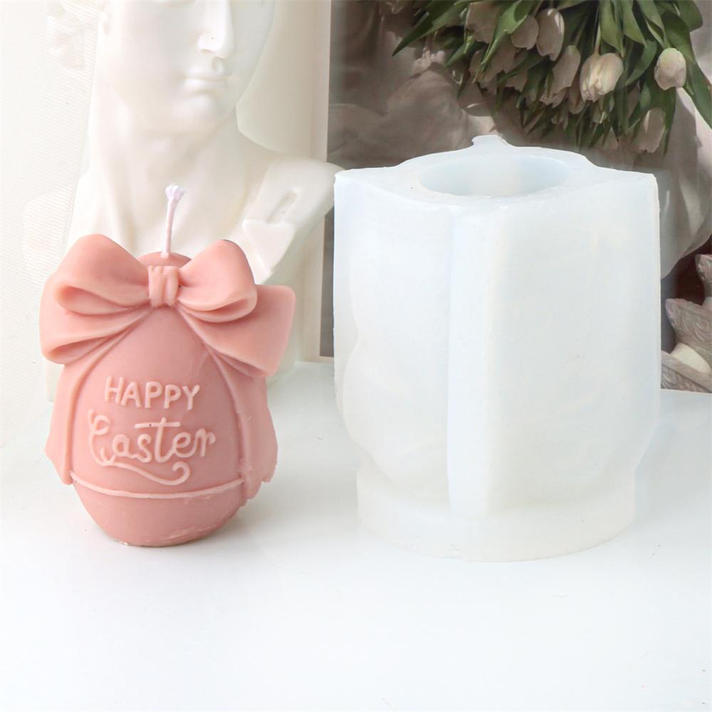 Handmade Silicone Easter Bunny Egg Candle Mold DIY 3D Easter Bowknot Egg Candle Mold Perfect Candle Soap Plaster Creations