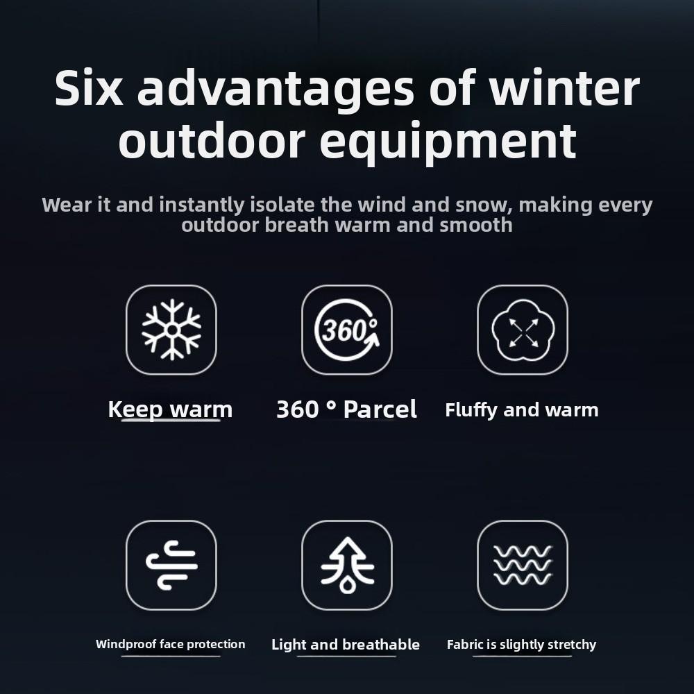 Fleece Warm Hat Mask Neck Protection Ski Windproof Cap Balaclava Cycling Cap  Skiing