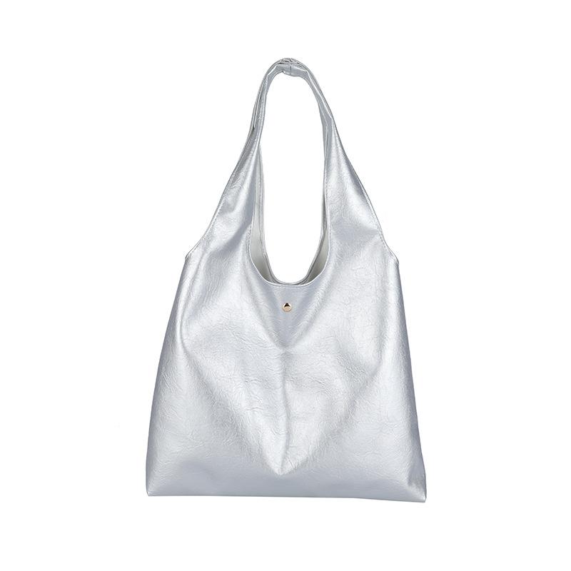 

2024 Корейська універсальна сумка Bucket Bag, повсякденна сумка на плече великої місткості, жіноча сумка преміум-класу. срібний