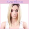 Elegant Ombre Blonde Short Bob Synthetic Hair Wig With Dark Roots And Side Part