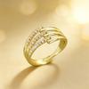 Elegant Luxury Female White Zircon Stone Skeleton Adjustable Open Ring Vintage Gold Color Wedding Fashion Jewelry For Women