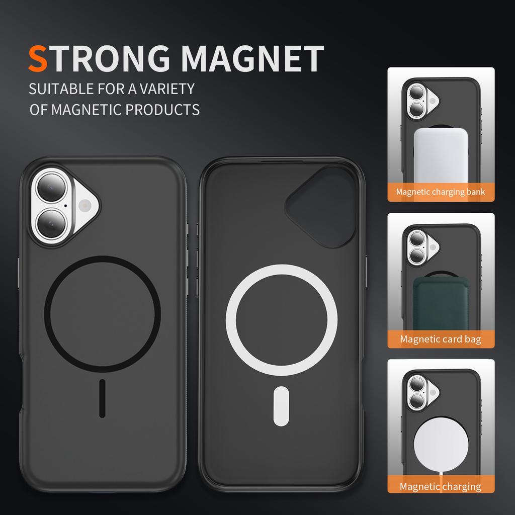 For iPhone 17 Case Compatible with MagSafe 2.8mm PC+2.2mm TPU Shockproof Hybrid Phone Cover