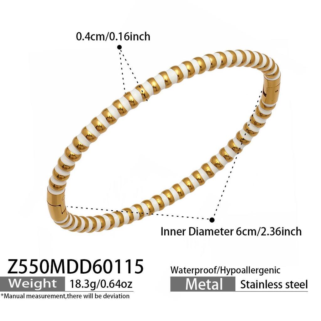 European & American Fashion Seashell Pearl Zircon Gold Bead Bracelet - Stainless Steel Light Luxury Women's Hand Jewelry