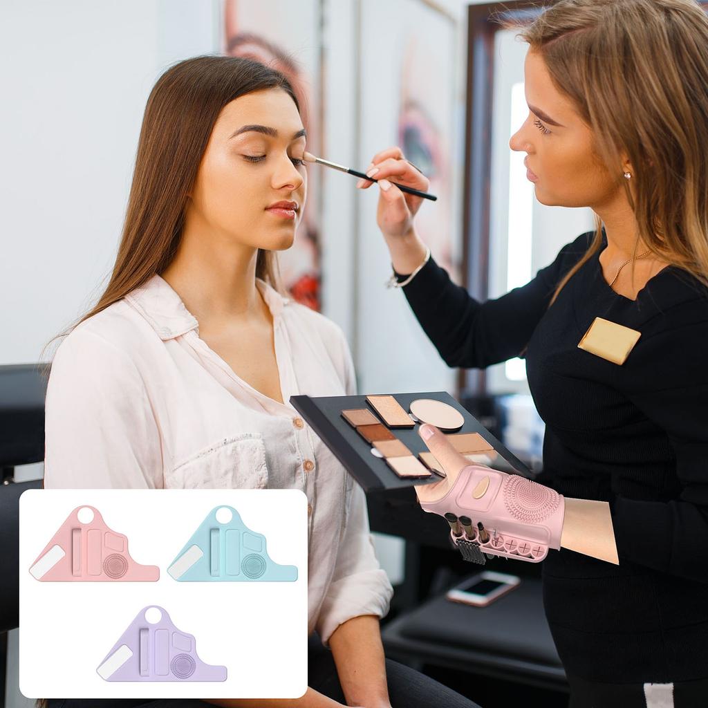 Silicone Makeup Hand With Liquid Foundation Concealer Toning Makeup Brush Tweezers Storage Brush Cleaner