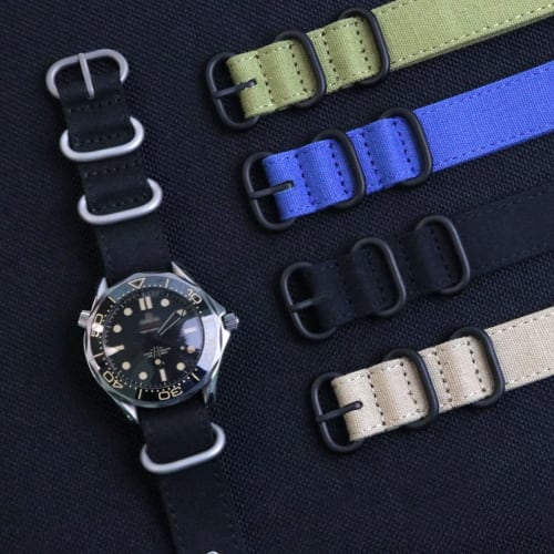 HEYOZURY Canvas Watch Band, NATO Strap, 18mm, 20mm, 22mm, 24mm, 26mm, Thick Canvas, Waterproof, Comfortable to Wear, Nylon Strap, Replacement Strap, T