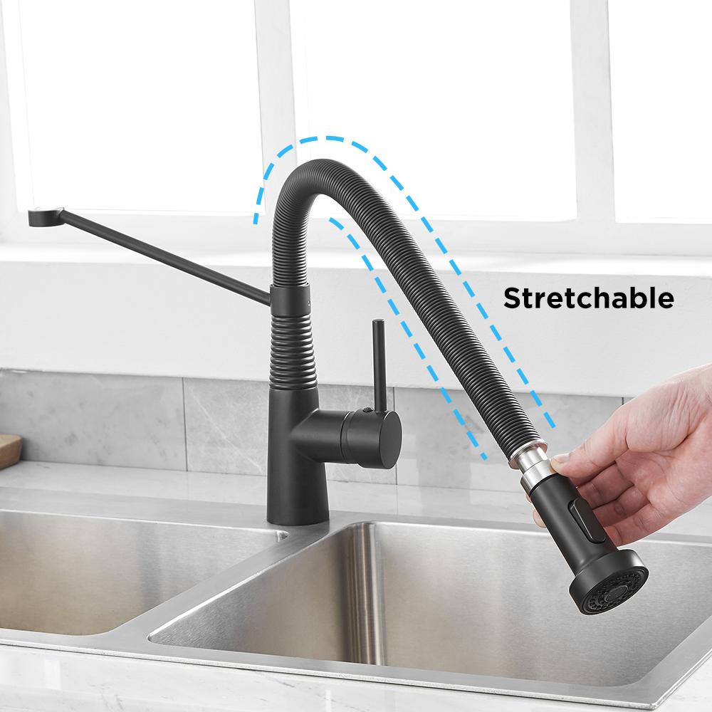 Brushed Nickel Kitchen Faucet Single Hole Pull Out Spout Kitchen Sink Stream Sprayer Head Brushed Nickel Mixer Tap 866033