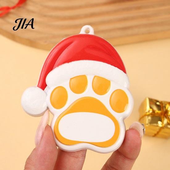 Durable Resin Holiday Ornament Christmas Ornament, Cute Cat Paw/Bone Shaped Xmas Tree Hanging Decoration Red Riding Hood Decor with Santa Hat