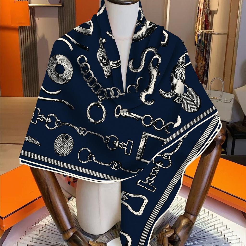 Women'S Stylish Faux Silk Wool Scarf 130X130Cm Elegant Large Warm Gift Ladies Office Party Christmas Celebrations