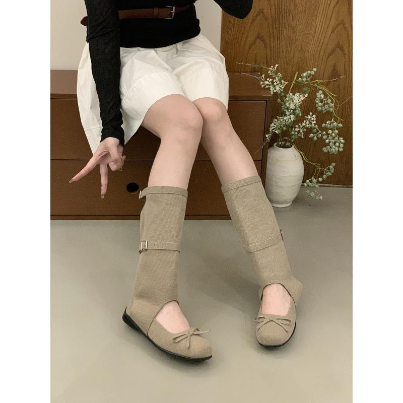 Ballet Style Retro Bow Cool Boots Women's Summer New Fashion Round Head Hollow Mary Jane Boots