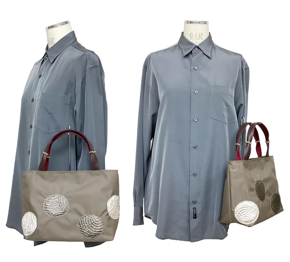 [HARUBE] Kyoto Naniwaya Leichte Nylon-Tragetasche, Handtasche, Handgefärbt, Elegant, Damen # J5-384 [Grau] (Marine (Kontrastblau))