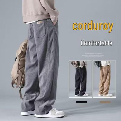 Herren Amerikanische Retro Cord Weitbein Hose - Schwerer Fall, Lockere Passform, Perfekt für Frühling & Herbst