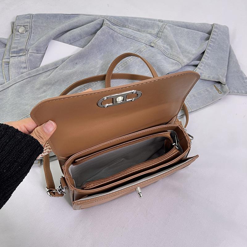 Winter niche design silk scarf contrasting color small square bag versatile portable shoulder messenger women's bag