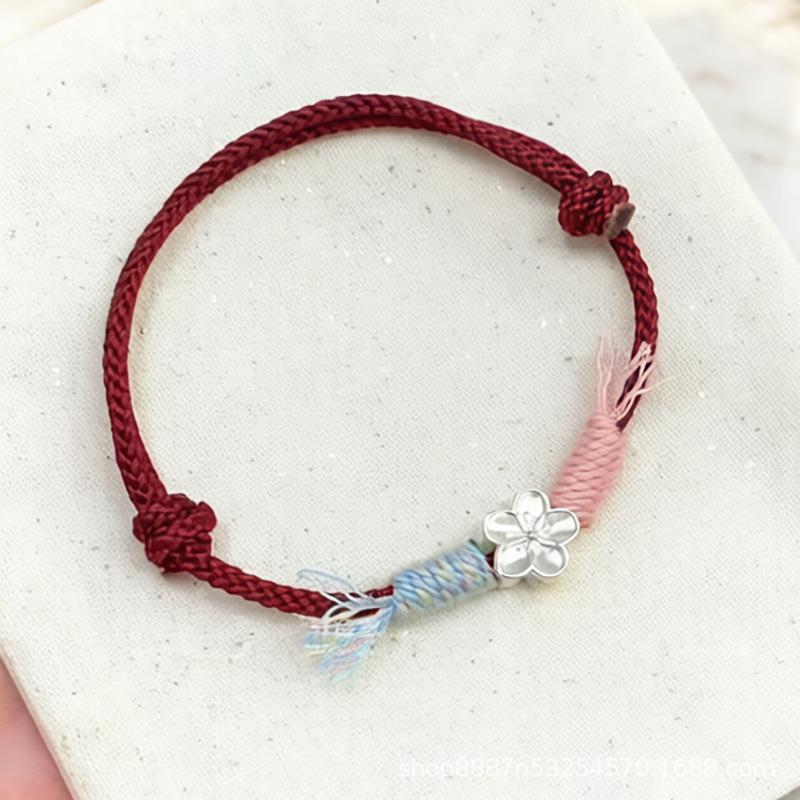 999 Sterling Silver Zodiac Peach Red Rope Couple Bracelet - Lucky Horse Design