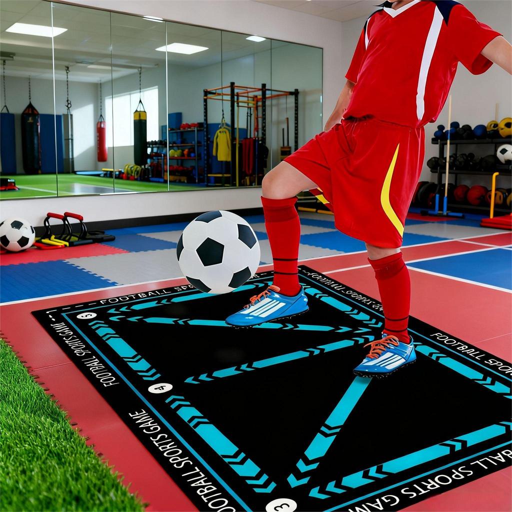 Fußball Trainings Teppich Matte Teppich Sportspiel Heimdekoration Langlebig Innen Kinder Aktivität Spielfeld Bodenmatte mit Pfeildesign