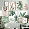 Tropical Plant Leaves Wall Art Canvas Paintings Rabbit Tails Grass and Flowers Posters and Prints Scandinavian Room Decoration