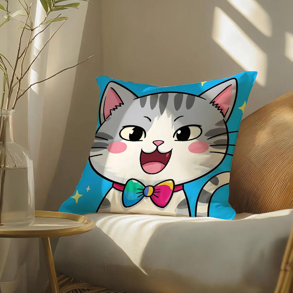 Surprised Cat Funny Party Pattern Cushion Cover DoubleSided Plush Sofa Cushion Covers Organic Breathable Invisible Zipper