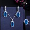 WWJ Super Sparkling Oval Shape Cubic Zirconia Engagement Ring Necklack Earrings Set