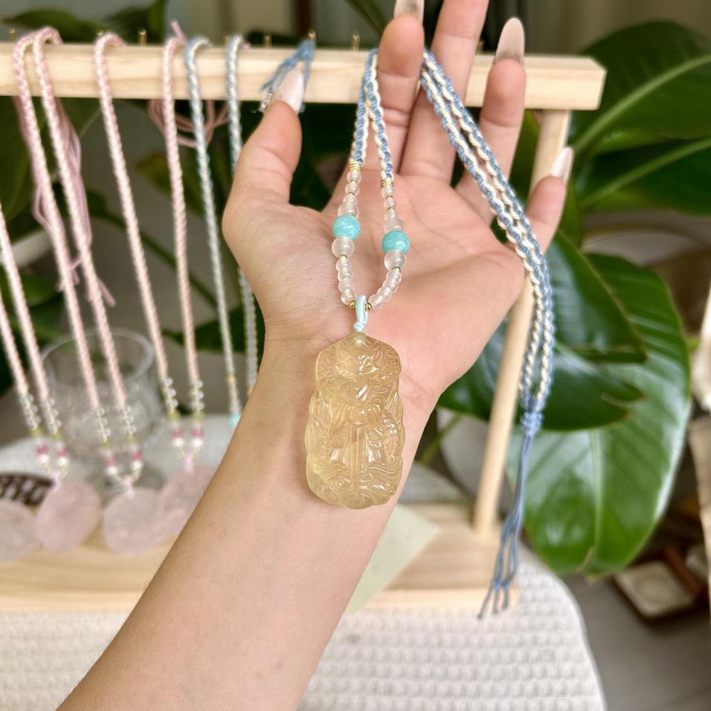 Autumn Citrine Fox Fairy Necklace: Chinese Style Sweater Jewelry Gift