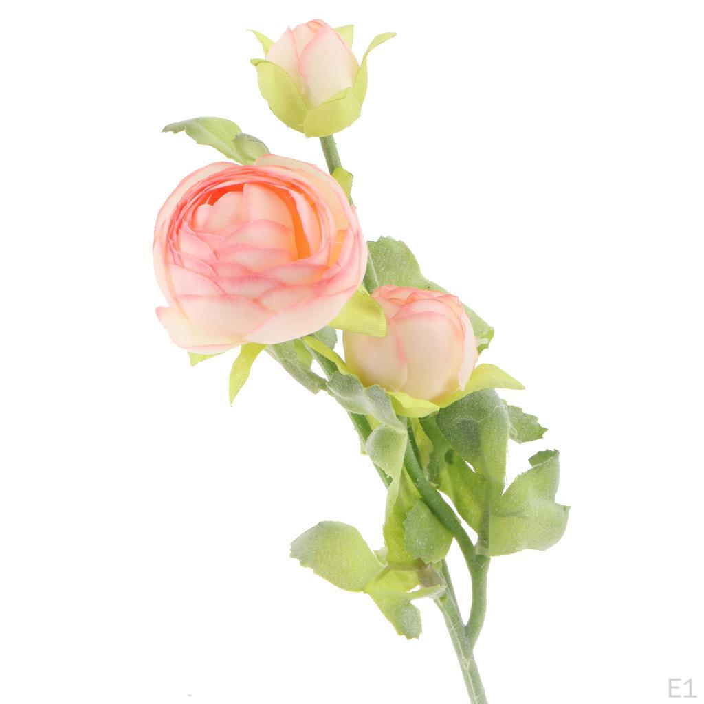 Plastic Flower Branch with 3 Buds for Wedding Home Decor