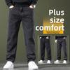 Jeans da uomo ad alta elasticità taglia plus casual a gamba dritta vestibilità ampia a vita alta