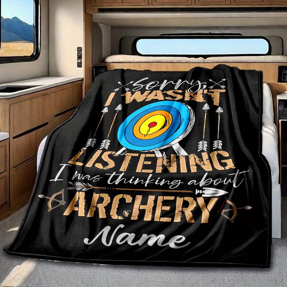 Archery Target With Arrows And Crossbows Blanket Personalized Name Soft Comfortable Stylish Blanket Car Blanket Perfect For Travel Camping Outdoor