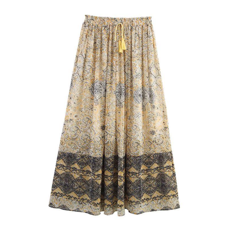 Kaslead New Women Clothes Western Style Metal Color Thread Print Shirts Skirt 1821223 1821221